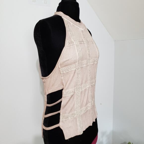 NEW Willow & Root Mauve Embroidered Strappy Halter Neck Top Large Feminine Girly - Picture 2 of 10